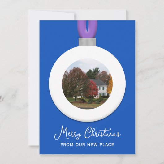 Sapphire Address Change Christmas Photo Ornament Feestdagenkaart (Voorkant)