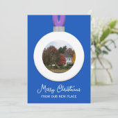 Sapphire Address Change Christmas Photo Ornament Feestdagenkaart (Staand voorkant)