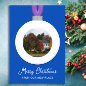 Sapphire Address Change Christmas Photo Ornament Feestdagenkaart