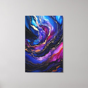 Sapphire Amethyst Ink Stretched Canvas Afdruk