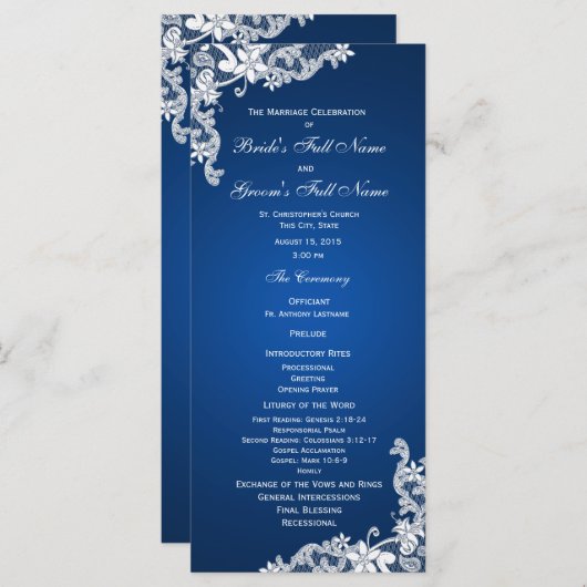 Sapphire and Lace Wedding Program Programmakaart (Voorkant / Achterkant)