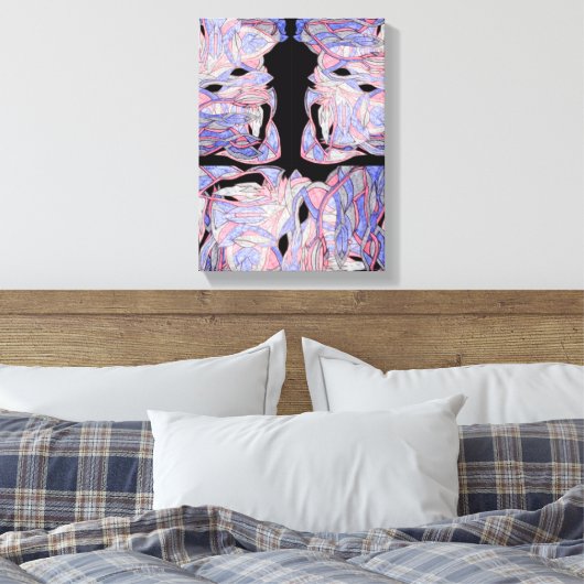 Sapphire and Ruby Abstract Sea Creatures Canvas Afdruk (Insitu (Slaapkamer))