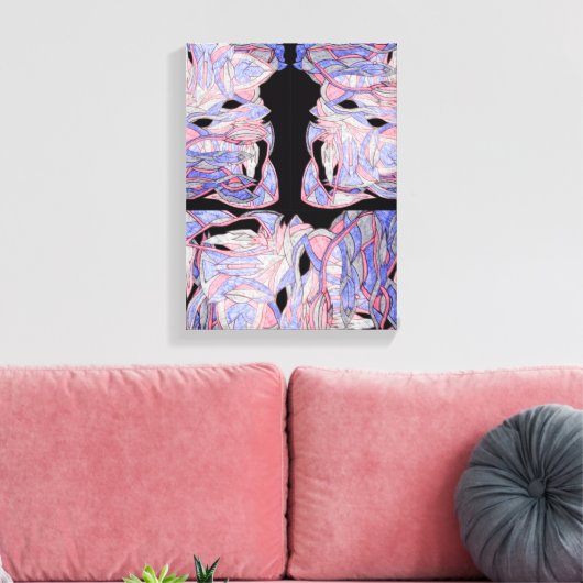 Sapphire and Ruby Abstract Sea Creatures Canvas Afdruk (Insitu (Woonkamer))