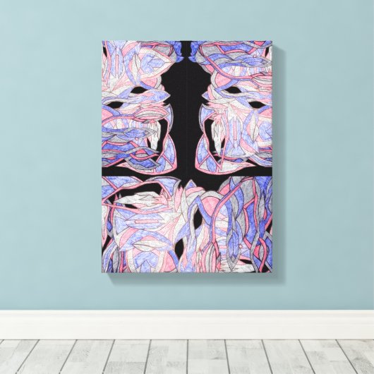Sapphire and Ruby Abstract Sea Creatures Canvas Afdruk (Insitu (Houten vloer))