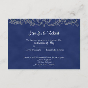 Sapphire and Silver 45th Jubileum Response Card RSVP Kaartje