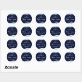 Sapphire Blauw Roos Gouden Geode Monogram Bruiloft Ronde Sticker (Vel)