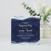 Sapphire Blauw Roos Gouden Geode Verlovingsfeest Kaart (Staand voorkant)