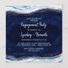 Sapphire Blauw Roos Gouden Geode Verlovingsfeest Kaart