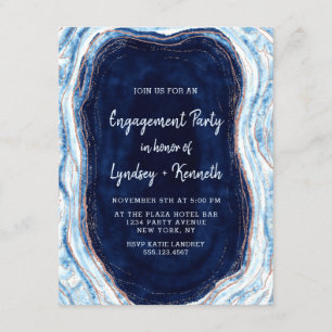 Sapphire Blauw Roos Gouden Geode Verlovingsfeest Kaart