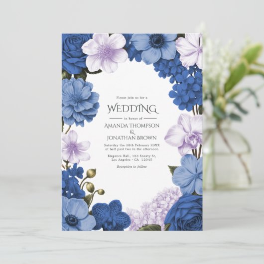 Sapphire Bloom , Cornflower Glow & Soft Shell Kaart (Staand voorkant)