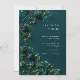 Sapphire Bloom Emerald Wedding Kaart