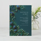 Sapphire Bloom Emerald Wedding Kaart (Staand voorkant)