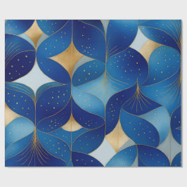Sapphire Bloom & Gold Folie Gift Wrap Cadeaupapier