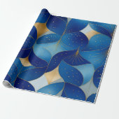 Sapphire Bloom & Gold Folie Gift Wrap Cadeaupapier (Uitgerold)