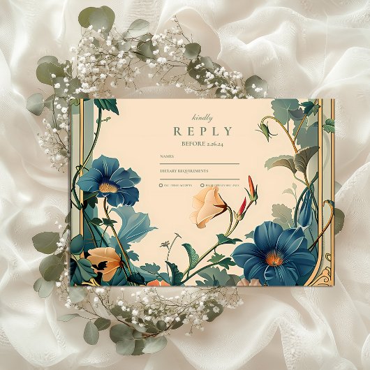 Sapphire Bloom Lijst bruiloft RSVP Kaartje