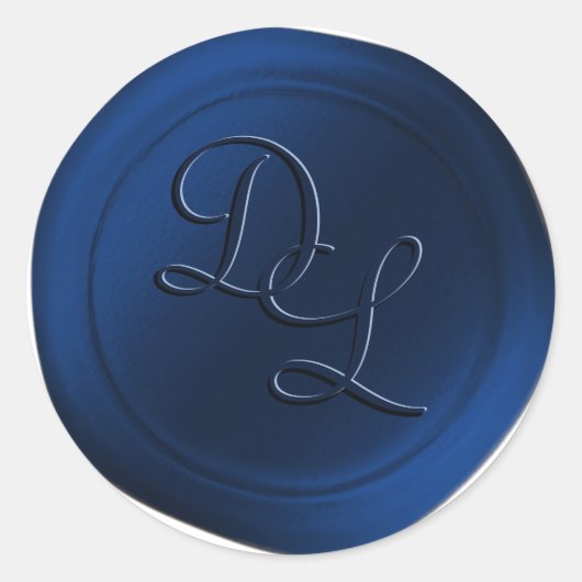 Sapphire Blue 2 Letter Monogram Wax Seal Stickers (Voorkant)