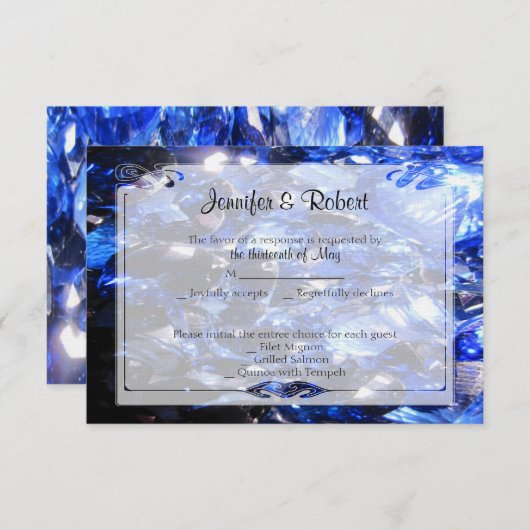 Sapphire Blue 45e Jubileum-reactiekaart RSVP Kaartje (Voorkant / Achterkant)