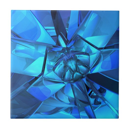 Sapphire Blue Abstract Tegel Tegeltje (Voorkant)