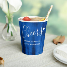 Sapphire blue abstracte art bruiloft papieren bekers