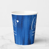 Sapphire blue abstracte art bruiloft papieren bekers (Links)