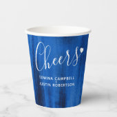 Sapphire blue abstracte art bruiloft papieren bekers (Voorkant)