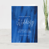 Sapphire blue abstracte art bruiloft programma (Voorkant)