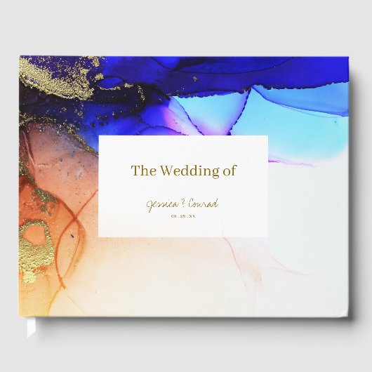 Sapphire Blue Abstracte bruiloft Gastenboek (Voorkant)