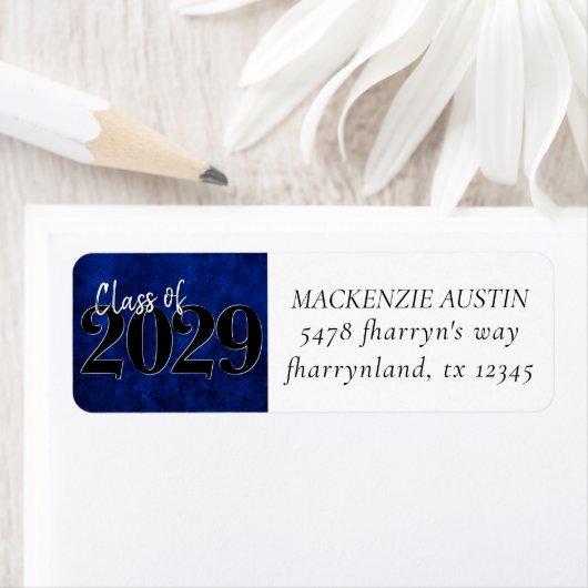 Sapphire Blue Afstuderen | Adres kobalt Grunge Etiket (Insitu)
