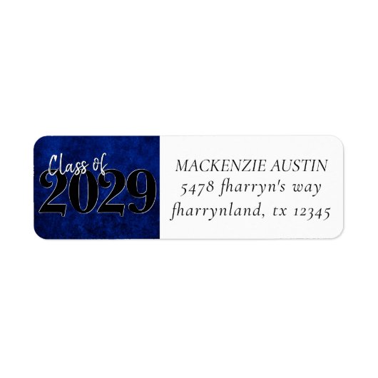 Sapphire Blue Afstuderen | Adres kobalt Grunge Etiket (Voorkant)