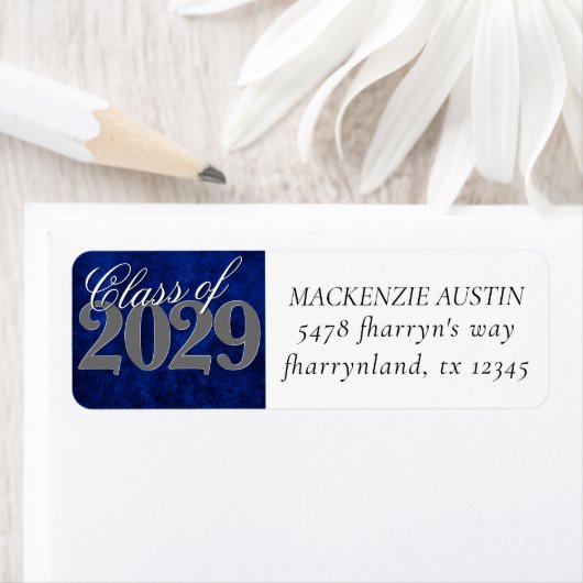 Sapphire Blue Afstuderen | Jaar Afstudeerder kobal Etiket (Insitu)
