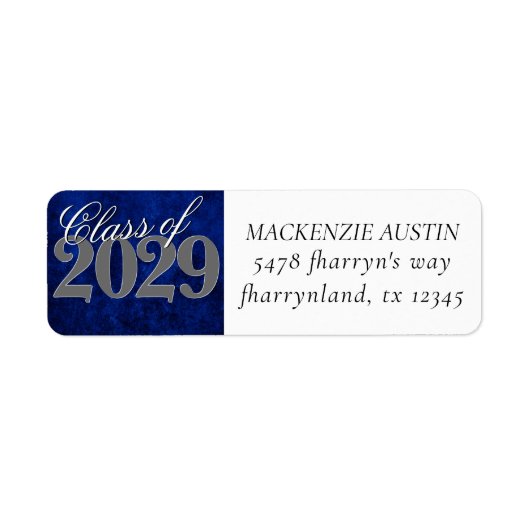 Sapphire Blue Afstuderen | Jaar Afstudeerder kobal Etiket (Voorkant)