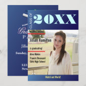 Sapphire Blue Afstuderen Magazine Hoesje Kaart (Voorkant / Achterkant)