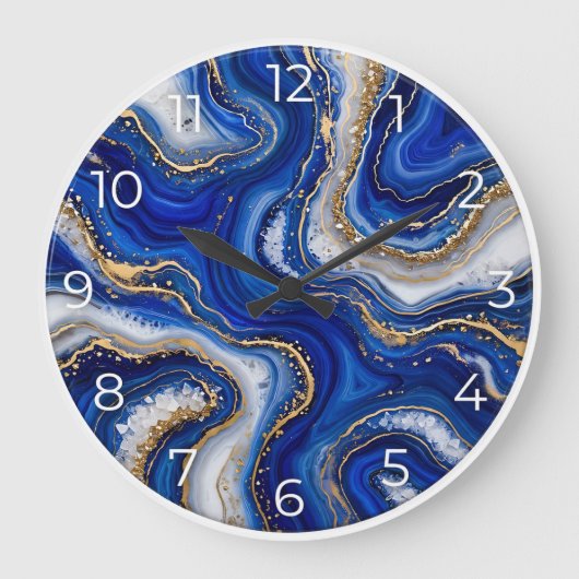 Sapphire Blue Agate Epoxy Wall Clock Grote Klok (Voorkant)
