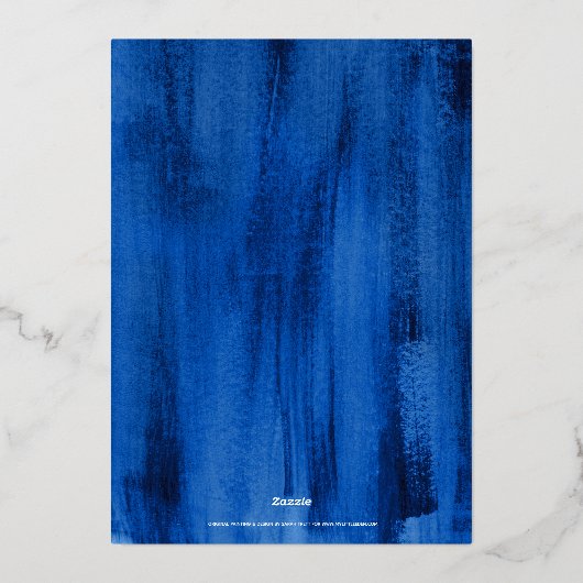 Sapphire blue art repetitie diner voor we dat doen folie uitnodiging (Achterkant)