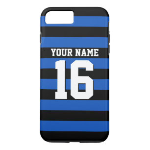 Sapphire Blue Black Sports Jersey Preppy Stripe Case-Mate iPhone Case