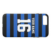 Sapphire Blue Black Sports Jersey Preppy Stripe Case-Mate iPhone Case (Achterkant (Horizontaal))