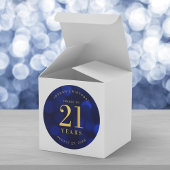 Sapphire Blue Bokeh Cheers tot 21 jaar verjaardag Ronde Sticker