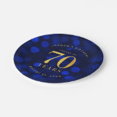 Sapphire Blue Bokeh Cheers tot 70 jaar verjaardag Papieren Bordje (Gekanteld)
