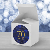 Sapphire Blue Bokeh Cheers tot 70 jaar verjaardag Ronde Sticker