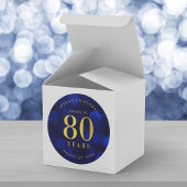 Sapphire Blue Bokeh Cheers tot 80 jaar verjaardag Ronde Sticker