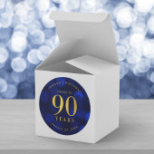 Sapphire Blue Bokeh Cheers tot 90 jaar verjaardag Ronde Sticker
