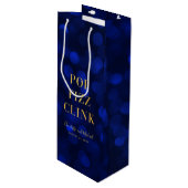 Sapphire Blue Bokeh Faux Gold Pop Fizz Clink Wijn Cadeautas (Voorkant Gekanteld)