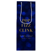 Sapphire Blue Bokeh Faux Gold Pop Fizz Clink Wijn Cadeautas (Voorkant)
