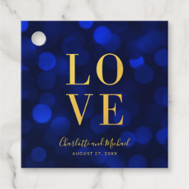 Sapphire Blue Bokeh Licht Faux Gold Love Bedankjes Labels