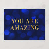 Sapphire Blue Bokeh licht goud je bent geweldig Briefkaart (Voorkant)