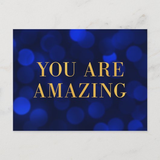 Sapphire Blue Bokeh licht goud je bent geweldig Briefkaart (Voorkant)