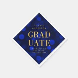 Sapphire Blue Bokeh lights Faux Gold Afstuderen Servet