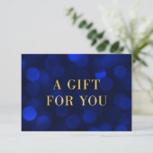 Sapphire Blue Bokeh Lights Gold Gift Certificate (Staand voorkant)