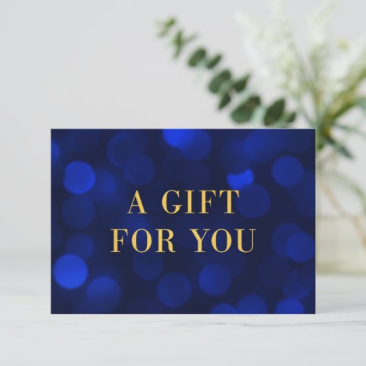 Sapphire Blue Bokeh Lights Gold Gift Certificate (Staand voorkant)