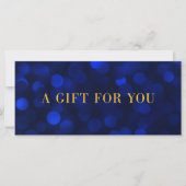 Sapphire Blue Bokeh Lights Gold Gift Certificate (Voorkant)